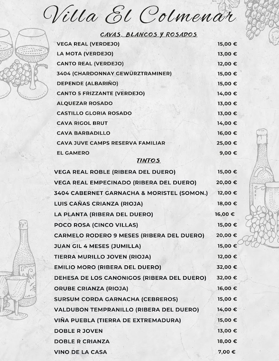 Menu Hostal Villa El Colmenar-2