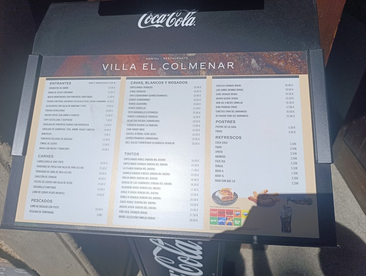 Menu Hostal Villa El Colmenar-8
